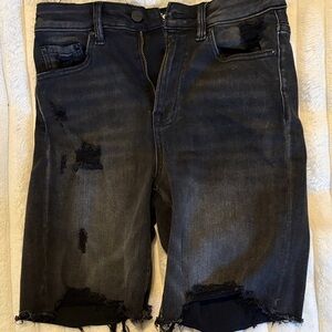 Women's Distressed Black Jean Shorts